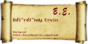 Böröndy Ervin névjegykártya