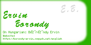ervin borondy business card